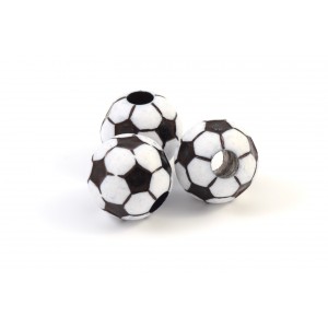 ACRYLIC BEAD SOCCER BALL BLACK AND WHITE 18MM 